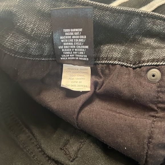 U15- Hot Topic Denim Black Skinny Jeans Pants White Taping Stripes Size 28x32 - Picture 10 of 12